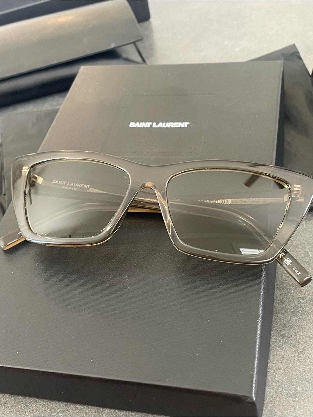 Saint Laurent Transparent Smoke Square Sunglasses